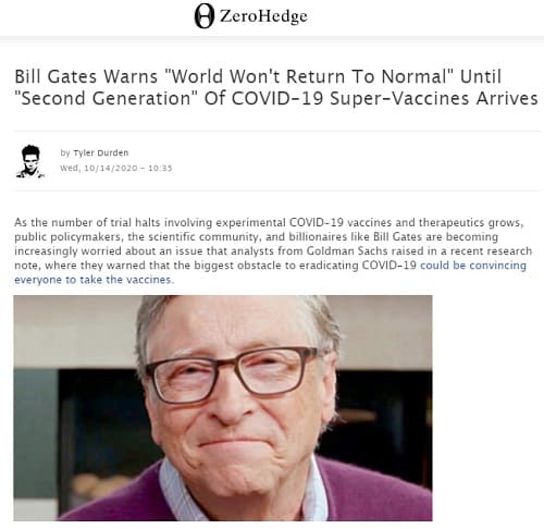 2020年10月14日 ZeroHedgeのリンク画像です。