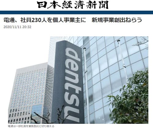 2020年11月11日 日本経済新聞のリンク画像です。