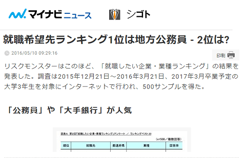 2016年5月10日のマイナビニュースへのリンク画像です