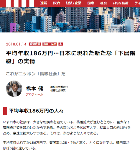 2018年１月14日の現代ビジネスへのリンク画像です