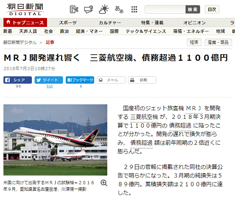 2018年7月3日の朝日新聞デジタルへのリンク画像です