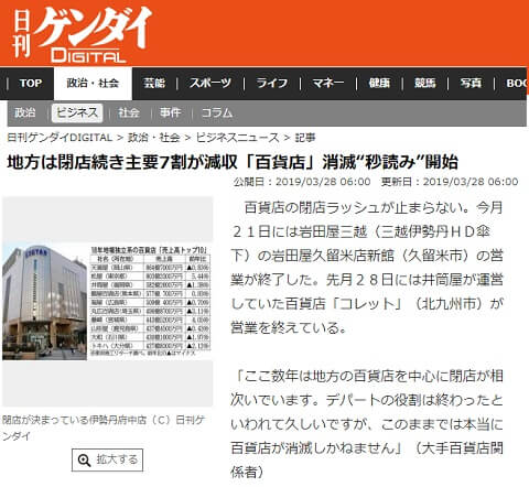 2019年3月28日の日刊ゲンダイへのリンク画像です。