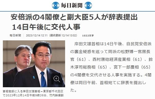 2023年12月14日 毎日新聞へのリンク画像です。