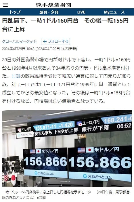 2024年4月29日 日本経済新聞へのリンク画像です。