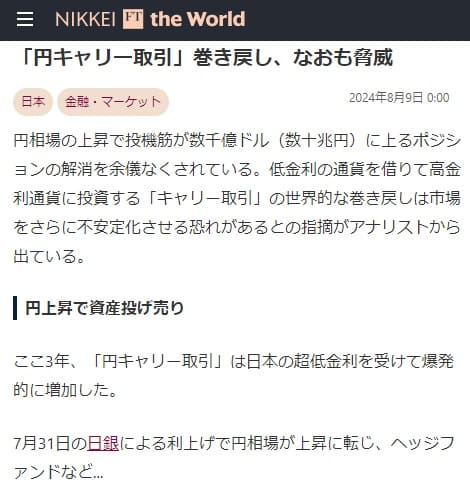 2024年8月9日 NIKKEI FT the Worldへのリンク画像です。