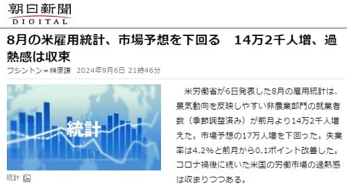 2024年9月6日 朝日新聞へのリンク画像です。