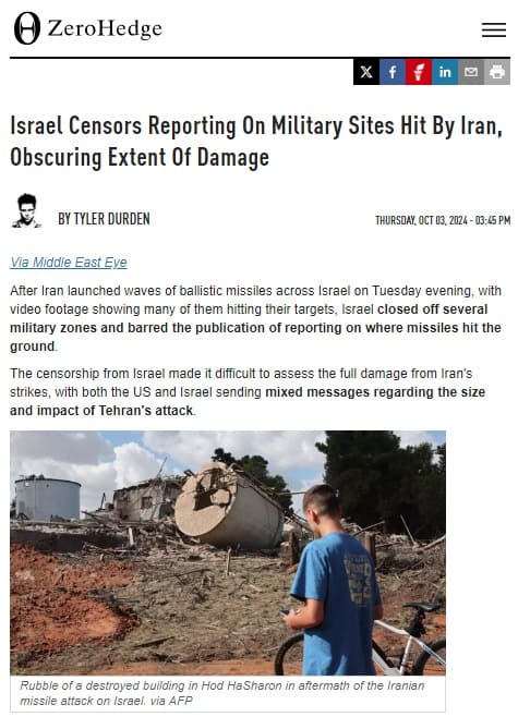 2024年10月3日 Zero Hedgeへのリンク画像です。