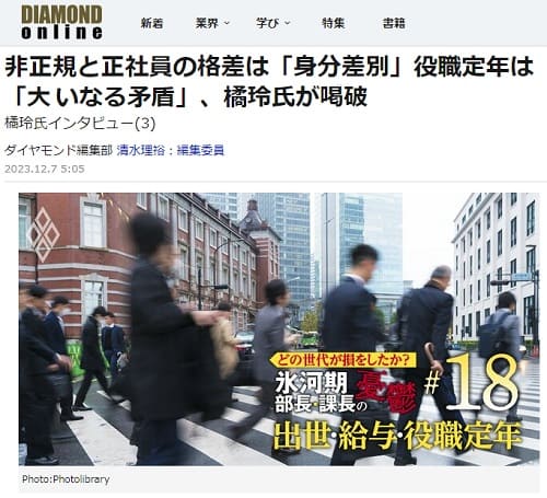 2023年12月7日 DIAMOND onlineへのリンク画像です。
