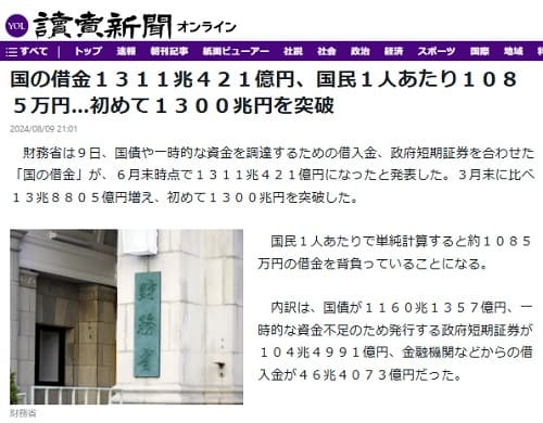 2024年8月9日 読売新聞へのリンク画像です。