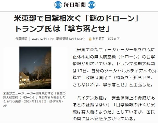 2024年12月14日 毎日新聞へのリンク画像です。
