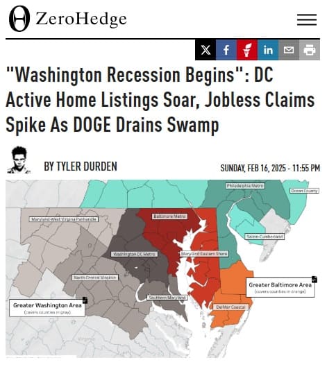 2025年2月16日 Zero Hedgeへのリンク画像です。