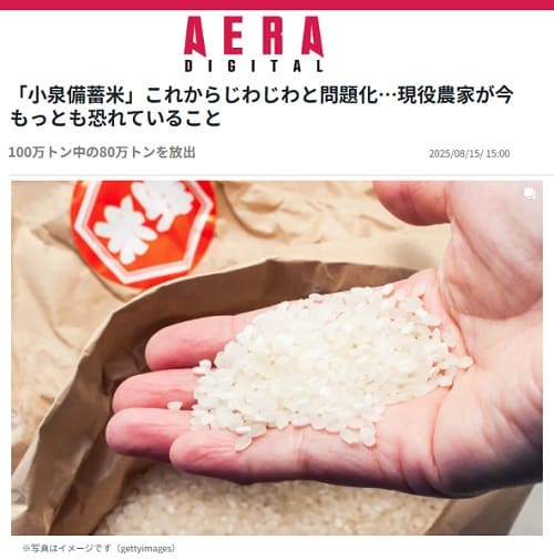 2025年8月15日 AERA DIGITALへのリンク画像です。