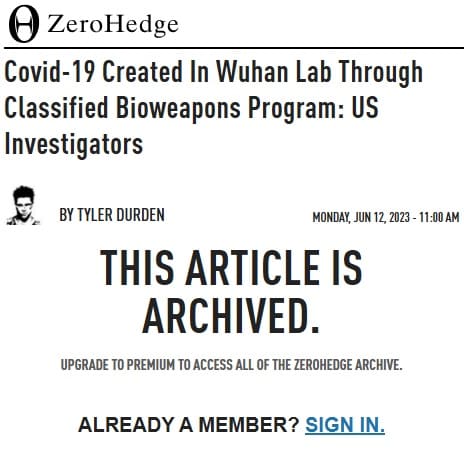 2023年1月12日 Zero Hedgeへのリンク画像です。