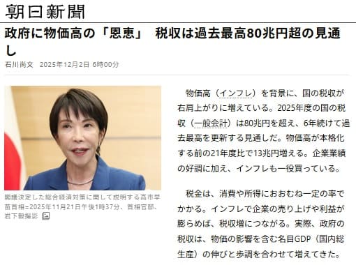 2025年12月2日 朝日新聞へのリンク画像です。
