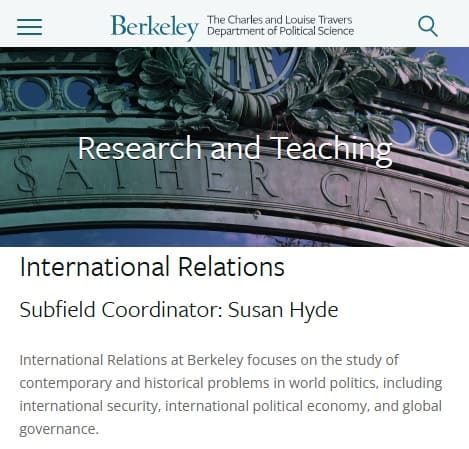 カリフォルニア大学バークレー校 政治学部へのリンク画像です。