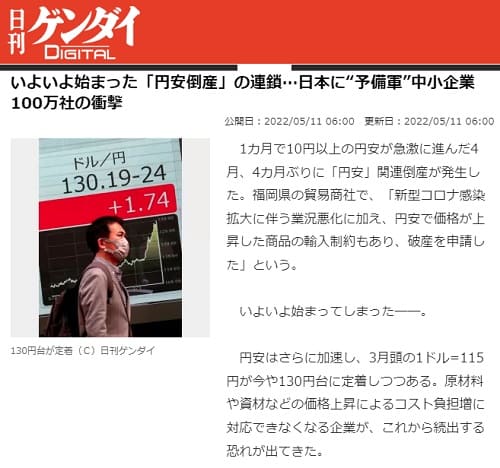2022年5月11日 日刊ゲンダイDIGITALへのリンク画像です。