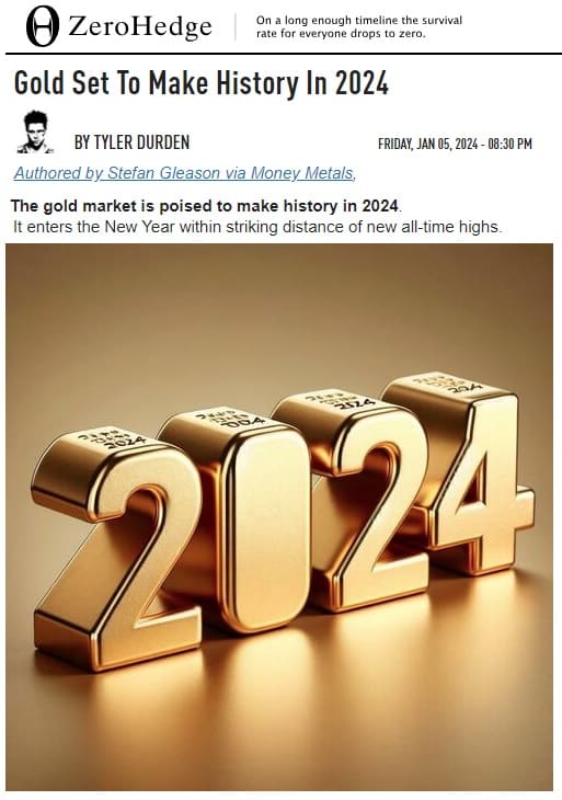 2024年1月5日 Zero Hedgeへのリンク画像です。