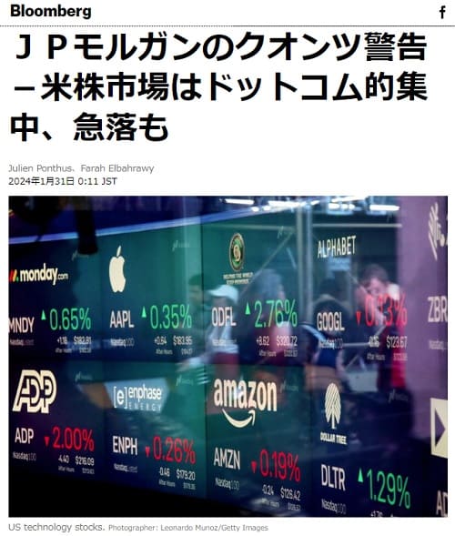 2024年1月31日 Bloombergへのリンク画像です。