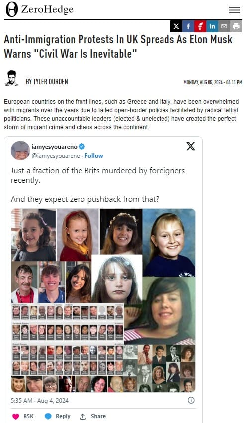 2024年8月5日 Zero Hedgeへのリンク画像です。