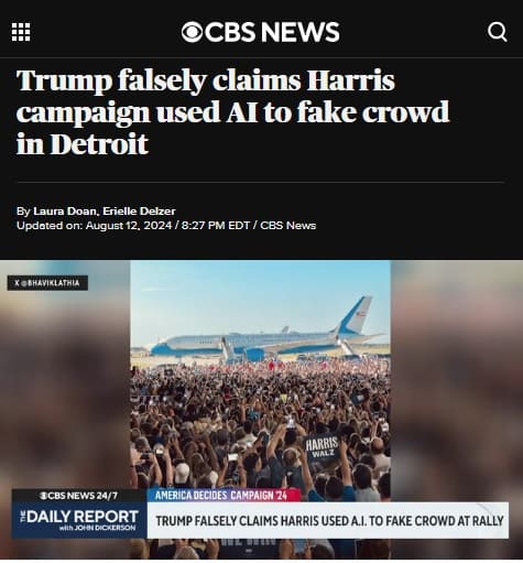 2024年8月12日 CBS newsへのリンク画像です。