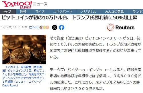 2024年12月5日 Yahooニュースへのリンク画像です。