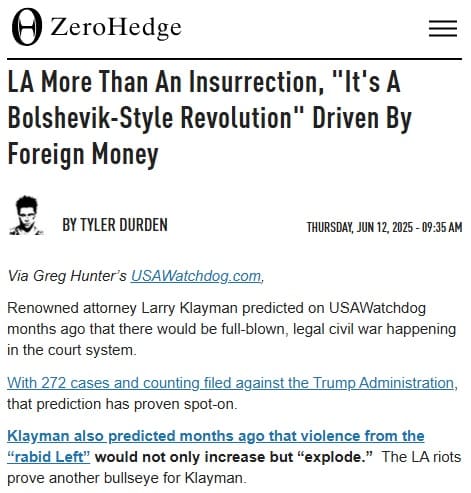 2025年6月12日 ZeroHedgeへのリンク画像です。