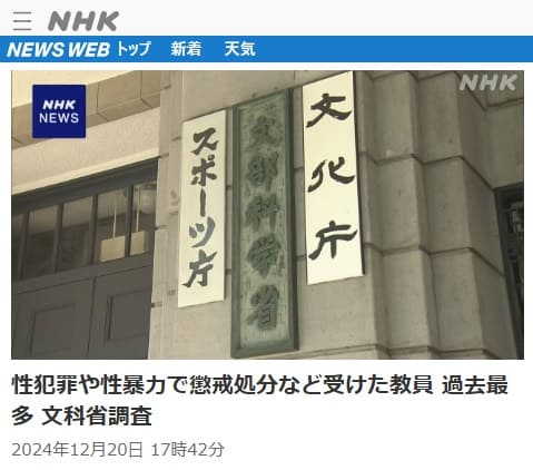 2024年12月20日 NHK NEWS WEBへのリンク画像です。