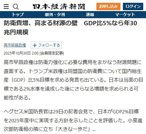 2025年10月30日 日本経済新聞へのリンク画像です。
